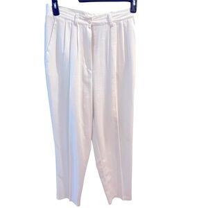 Vintage White Linen Like Pleated Straight Leg Pants by Sag Harbor.  Size = 12.
